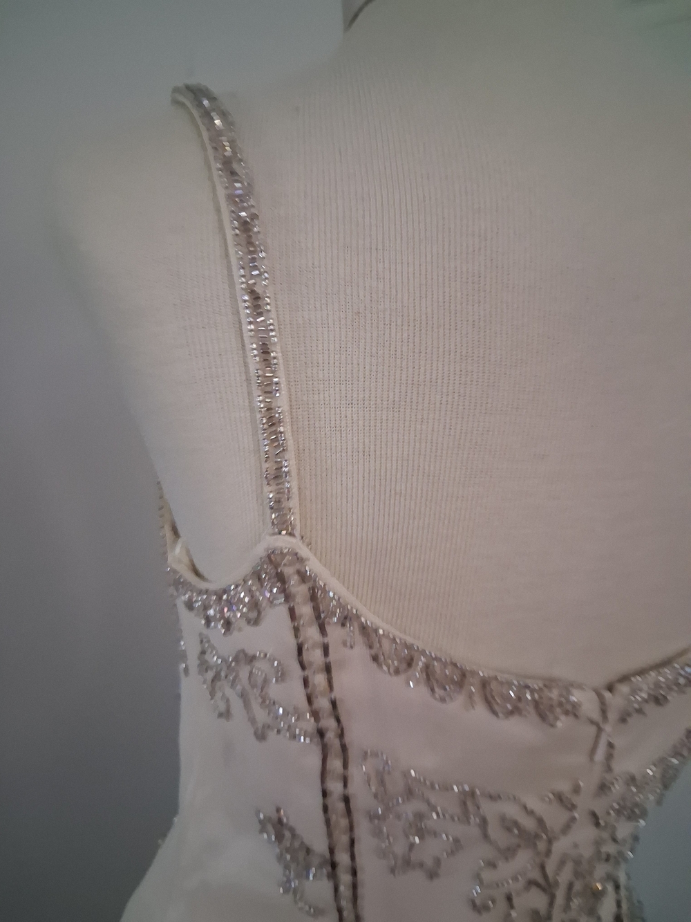 Embellished Ivory Evening Dress with Beaded Detail - Picture 6 of 13